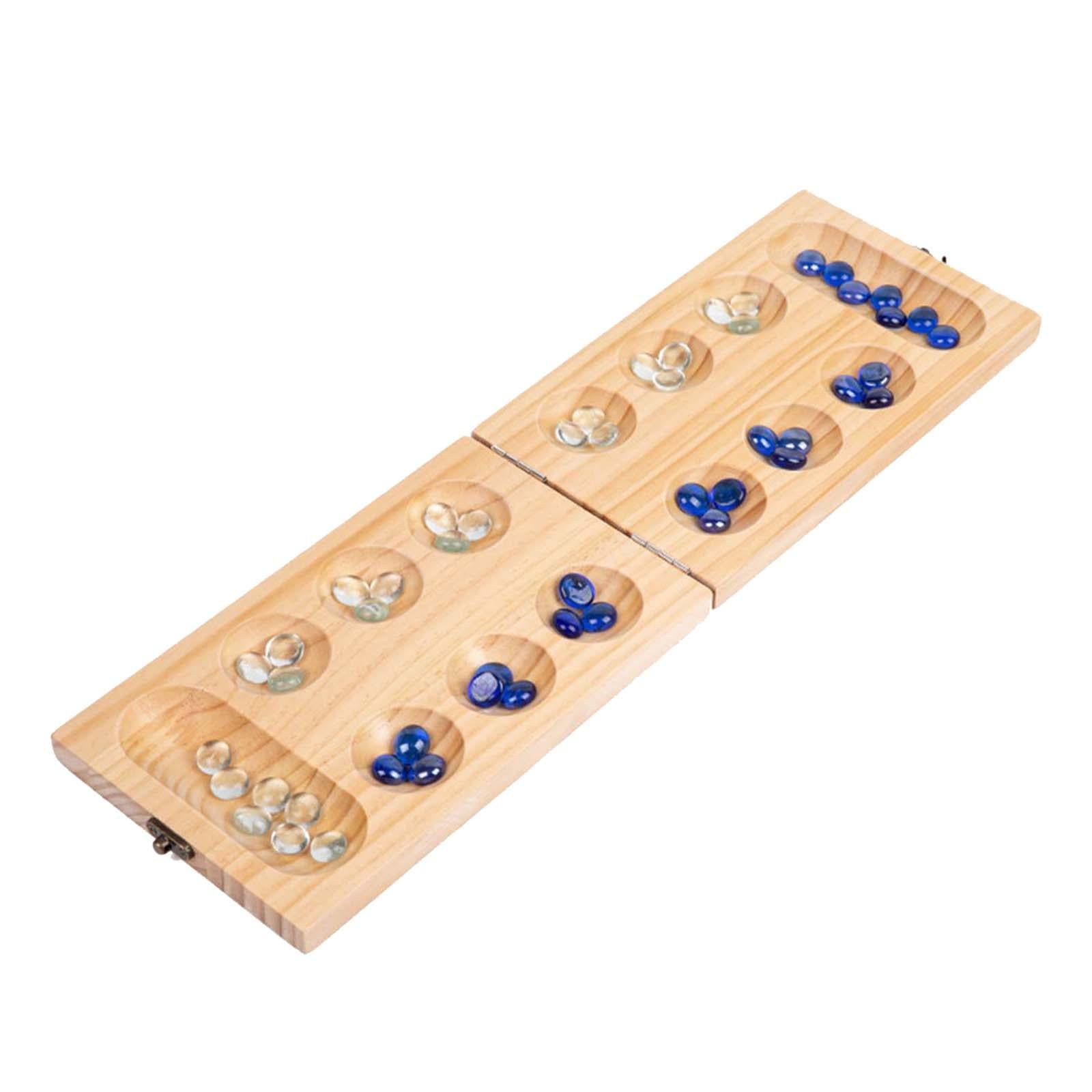 Magideal - Juego De Mesa Mancala De Madera Con Cuentas Multicolores, Juego Clásico Para 2 Jugadores, Juego De Mesa Mancala Plegable Para Entretenimiento En Fiest
