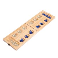 Magideal - Juego De Mesa Mancala De Madera Con Cuentas Multicolores, Juego Clásico Para 2 Jugadores, Juego De Mesa Mancala Plegable Para Entretenimiento En Fiest
