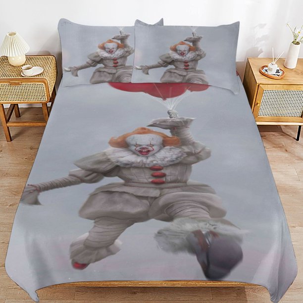 Pennywise Bedding Set Duvet Cover Comfortable and Lightweight Cartoon Bedding 3 Piece Bed Set