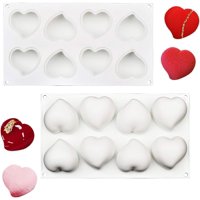 Xinqihang - Molde De Silicona Con Forma De Corazón Para Hornear, Antiadherente, Fácil De Desmoldar, 3D, Para Pudín De Chocolate Artesanal, 8 Cavidades
