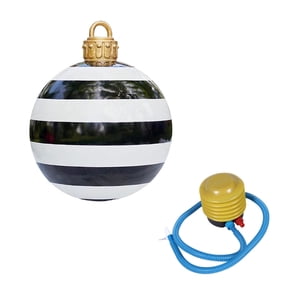 Magideal - Bola Inflable De Navidad Gigante, Accesorios De Decoración Navideña, Adorno De Pvc De 50Cm, Globo Inflable Para Fiesta De Porche De Césped De Invierno Rayas Blancas Negras
