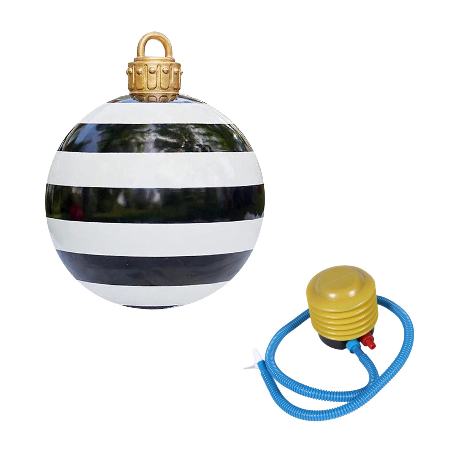 Magideal - Bola Inflable De Navidad Gigante, Accesorios De Decoración Navideña, Adorno De Pvc De 50Cm, Globo Inflable Para Fiesta De Porche De Césped De Invierno Rayas Blancas Negras