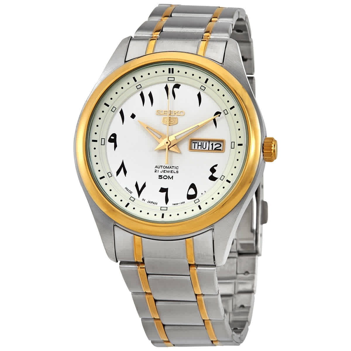 Reloj Seiko 5 Automático Esfera Blanca Para Hombre Snkp22j1