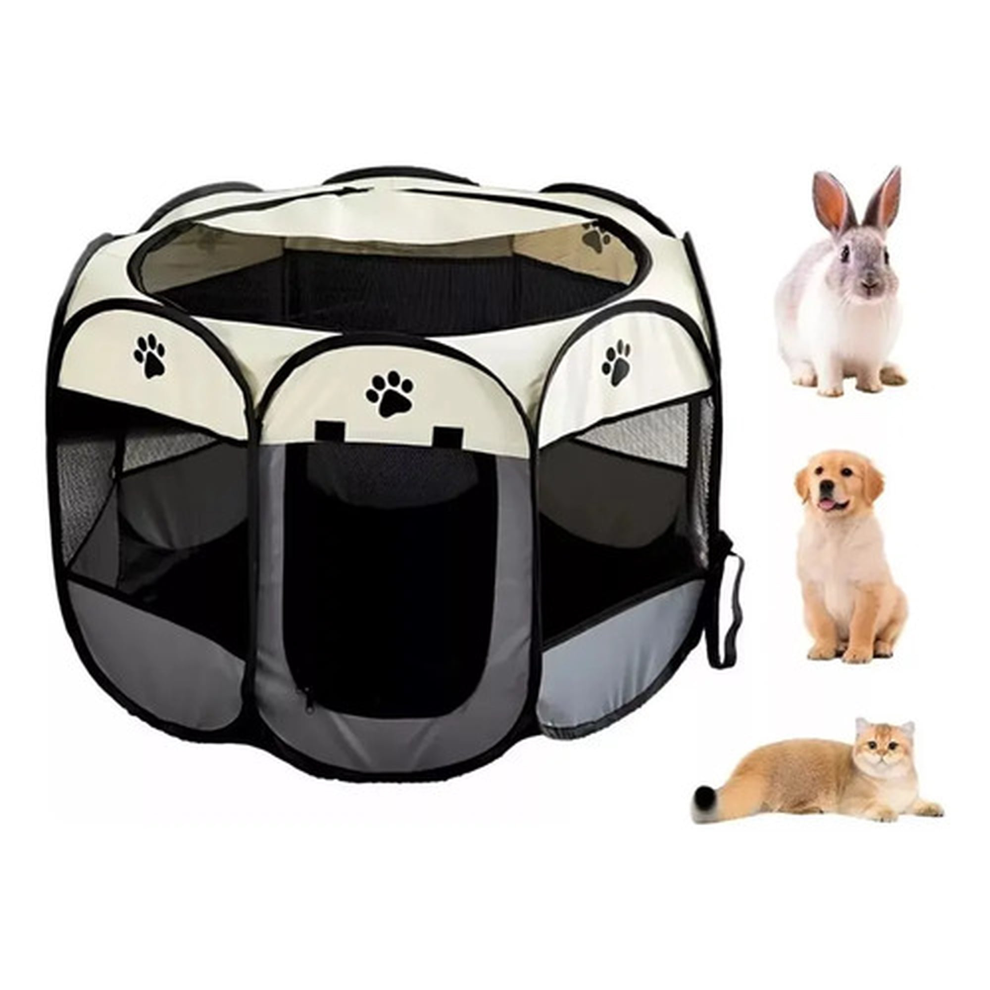 Corral Para Mascotas Talla Xl Jaula De Perros Gatos Conejos Color Blanco Gris Diseño Bicolor