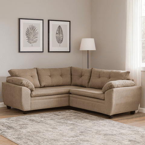 Deco Outlet - Sofá Seccional Liverpool 3.2 Tela Beige