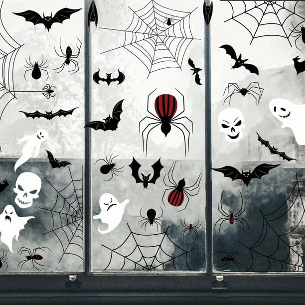 1pc/4pcs/8pcs/9pcs, Halloween Wall Stickers - Removable Decals for Living Room, Bedroom, Bathroom, and Windows - Haunted House Decor and Home Decor - Spooky and Fun Designs
