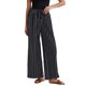 thumbnail image 2 of INSPIRE CHIC Pantalones de rayas con cordón casuales de regreso a clases para mujer, pantalones anchos de cintura alta de algodón sueltos, negro L, 2 of 6