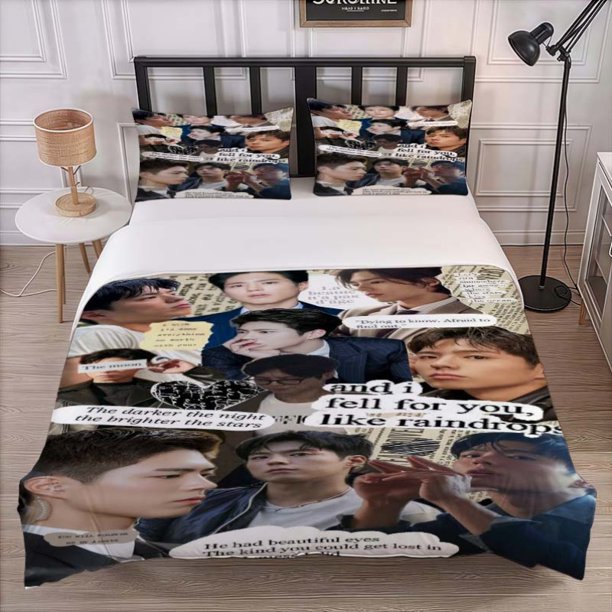 This Bedding Set Features a Multi-Style Male Portrait Collage with Romantic Text And Vintage Decorations