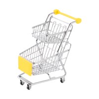 Magideal - Mini Carro De Mano De Supermercado De 2 Niveles, Juguetes De Adorno De Utilidad De Compras, Carrito De Supermercado De Simulación, Juguetes De Juego D Amarillo