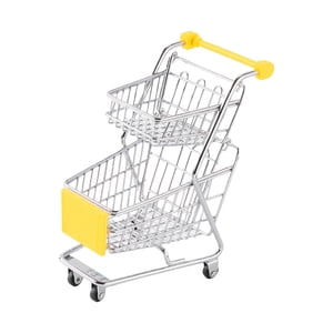Magideal - Mini Carro De Mano De Supermercado De 2 Niveles, Juguetes De Adorno De Utilidad De Compras, Carrito De Supermercado De Simulación, Juguetes De Juego D Amarillo
