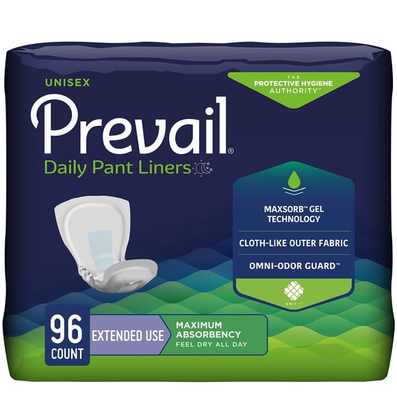 Forro para pantalones para incontinencia Prevail, unisex, 96 unidades, extendido