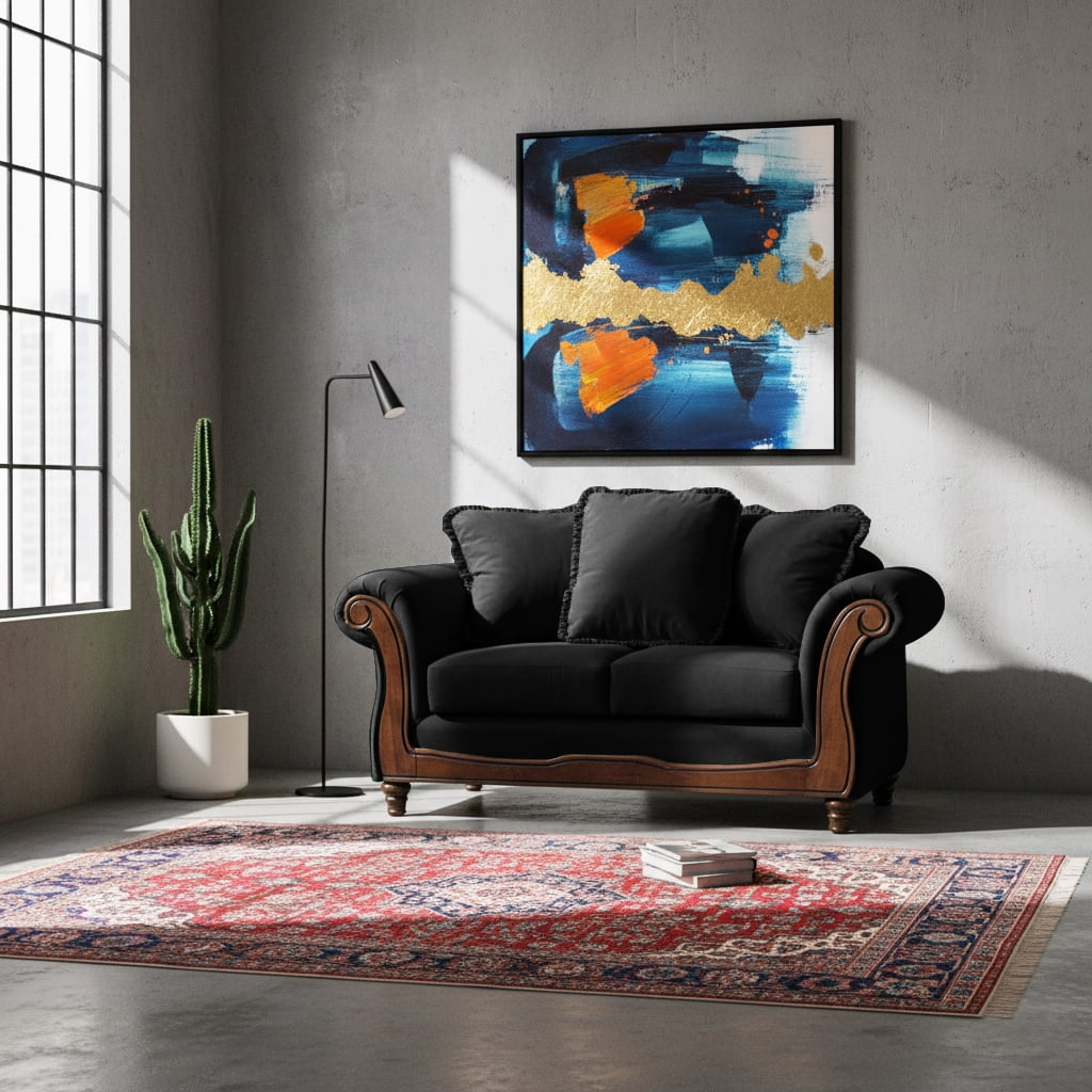 Latam Home - Sofa Rimini 2c Tela Velvet Negro