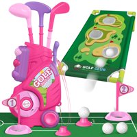 Liberry - Set De Golf Liberty Para Niños Pequeños De 2 A 5 Años Con Carrito De Golf Y Tapete Rosa