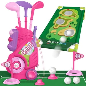 Liberry - Set De Golf Liberty Para Niños Pequeños De 2 A 5 Años Con Carrito De Golf Y Tapete Rosa