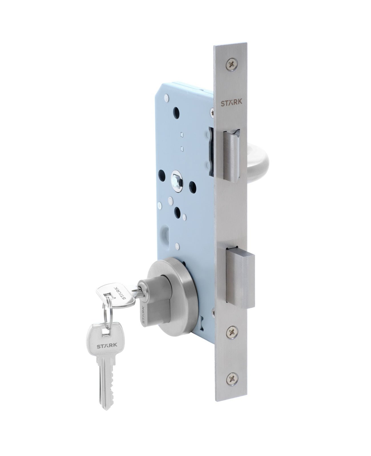 Stark Design - Cerradura De Embutir Puerta Acceso Principal. Cilindro Ambos Lados. Manilla Interior Derecha O Izquierda, Modelo: Marti. (Acero Inoxidable 304). Sku: Sde200-Ai.Kit.Marti1/2