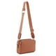thumbnail image 1 of Bandolera EVVE Trendy con triple cremallera pequeña de piel vegana color tostado, 1 of 3