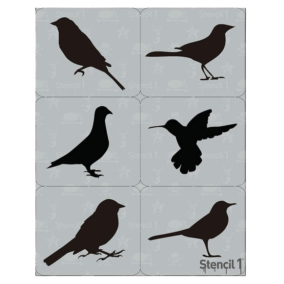 Stencil1 Set de 6 plantillas de siluetas de aves 22 x 28 cm
