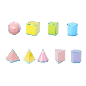 Magideal - 9 Figuras Geométricas Plegables, Sólidos Geométricos, Ayuda Para Matemáticas, Juguete Manipulativo De Aprendizaje Matemático Temprano Para Niños De Ja