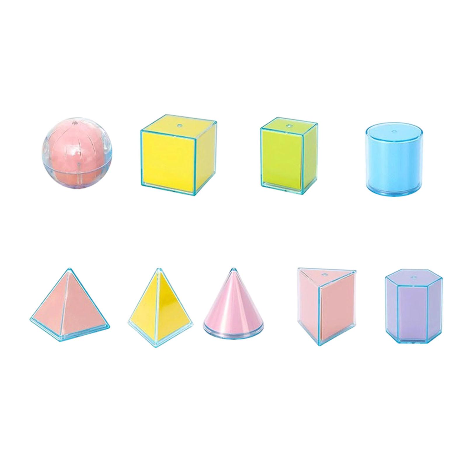 Magideal - 9 Figuras Geométricas Plegables, Sólidos Geométricos, Ayuda Para Matemáticas, Juguete Manipulativo De Aprendizaje Matemático Temprano Para Niños De Ja