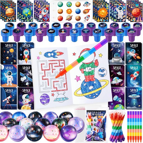 Set de recuerdos de fiesta con temática del espacio exterior de Ben-Louis, 168 piezas, para niños