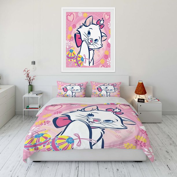 v2949 Bed Sheets Cat Marie Printed Soft Bedding Set Cartoon Duvet Cover Comforter Cover Boys Girls Children Adults Twin King Gift 3-Piece Bedding Set (1 Duvet Cover + 2 Pillow Shams) Bed Sheets ju2949