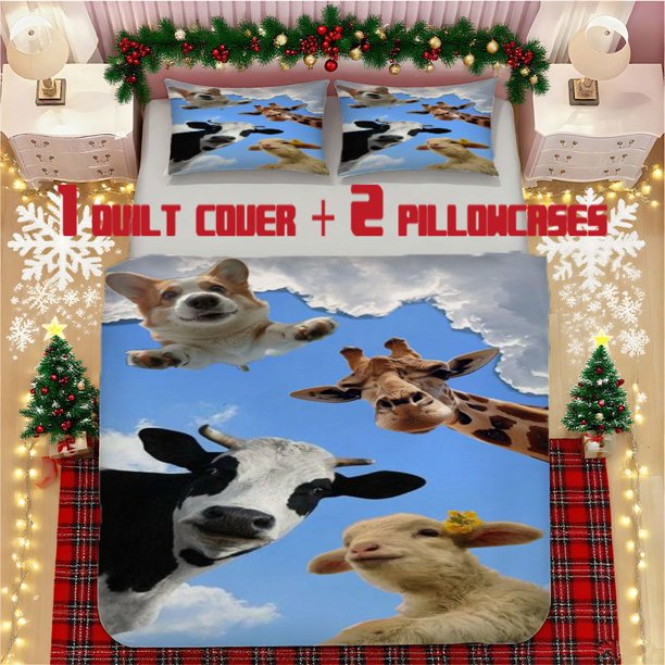 Corgi Looking Up at the Sky Soft Printed Bedding Set Polyester Fabric Decorative & Warm