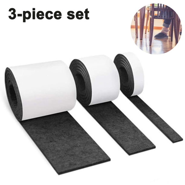3 rollos de fieltro autoadhesivo para muebles (100cm * 10cm + 100cm * 5cm + 100cm * 2cm) Corta cualquier forma, cinta adhesiva fuerte para tapete deslizante, para sillas, protección de piso