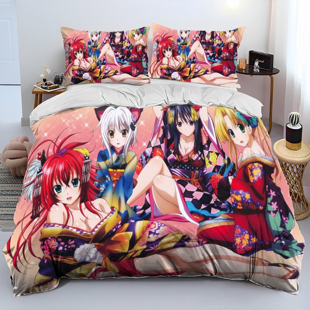 Sexy Girl High School DxD Anime Comforter Bedding Set,Duvet Cover Bed Set Quilt Cover Pillowcase,Bedding Set Kid Bed Sheets