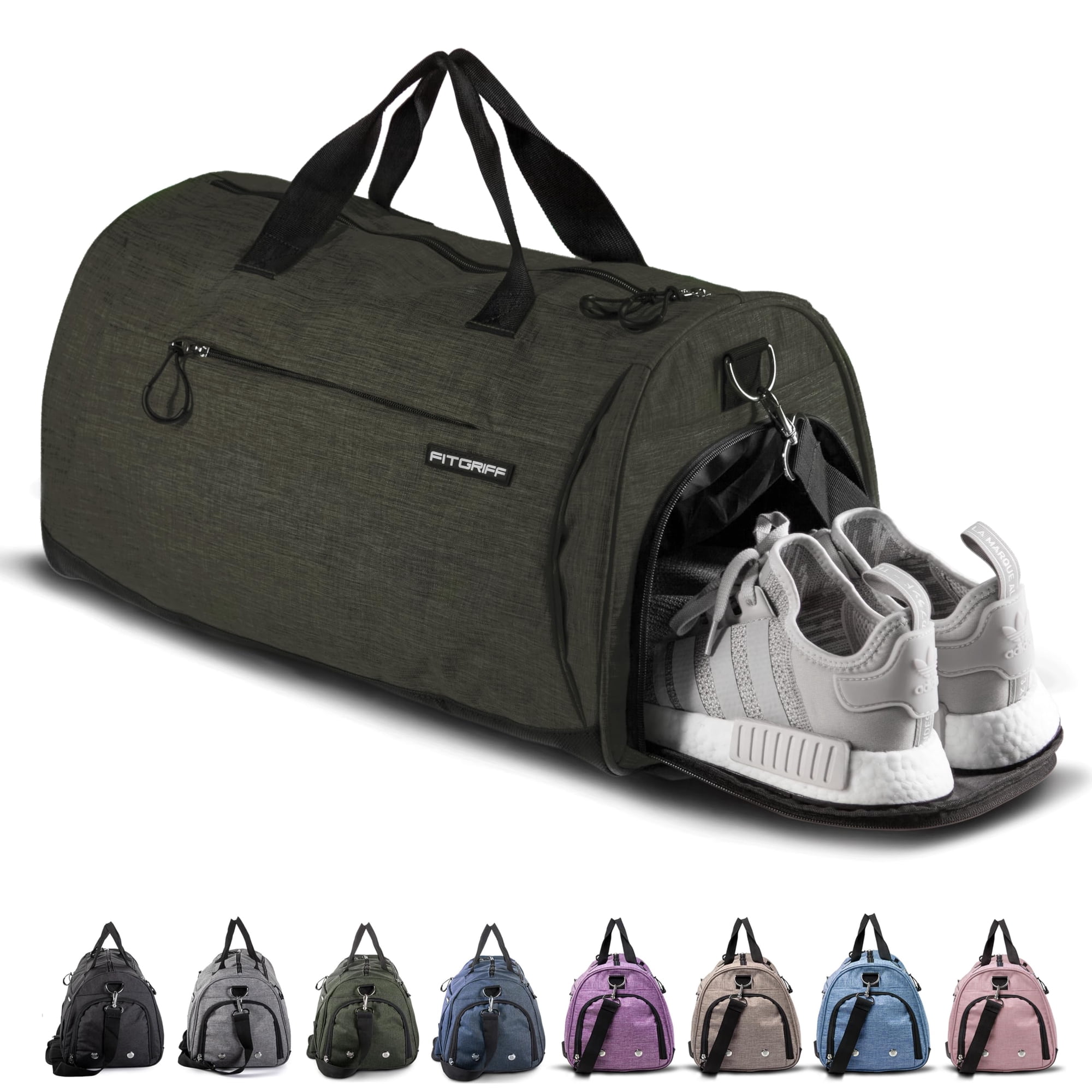 Bolsa De Gimnasio Fitgriff Con Compartimento Para Calzado Y Artículos Húmedos, Color Verde Militar