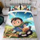 thumbnail image 4 of Ranking of Kings Conjunto de sábanas temático, trío de piezas, cómodo y amigable con la piel, diseño único, regalo de decoración para el hogar para familiares, amigos y fans,173cm *218cm, 4 of 6