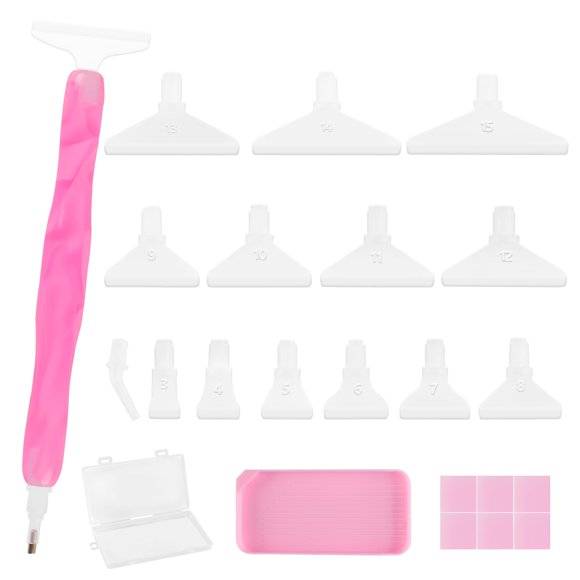 Set de Plumas para Arte Diamante Phinus 24 piezas Rosado con puntas y arcilla