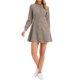 thumbnail image 1 of INSPIRE CHIC Vestidos de Mujer para Regreso a Clases con Estampado de Cuadros Vichy, Volantes, Cuello Simulado, Botones, Mangas Largas, Talla S, Marrón Caqui, 1 of 6