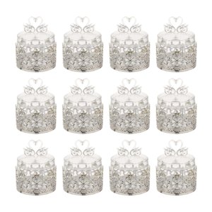 Bothyi - 12 Cajas De Almacenamiento De Dulces Para Centro De Mesa, San Valentín, Cumpleaños, Cisne Plateado