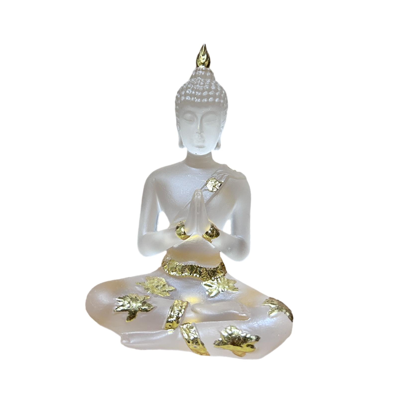 Magideal - Figuras De Buda De Resina, Estatua De Buda De Tailandia, Adorno Artesanal Antiguo, Estatua De Buda Sentado, Para Decoración De Jardín, Hogar Y Oficina Blanco