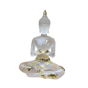 Magideal - Figuras De Buda De Resina, Estatua De Buda De Tailandia, Adorno Artesanal Antiguo, Estatua De Buda Sentado, Para Decoración De Jardín, Hogar Y Oficina Blanco