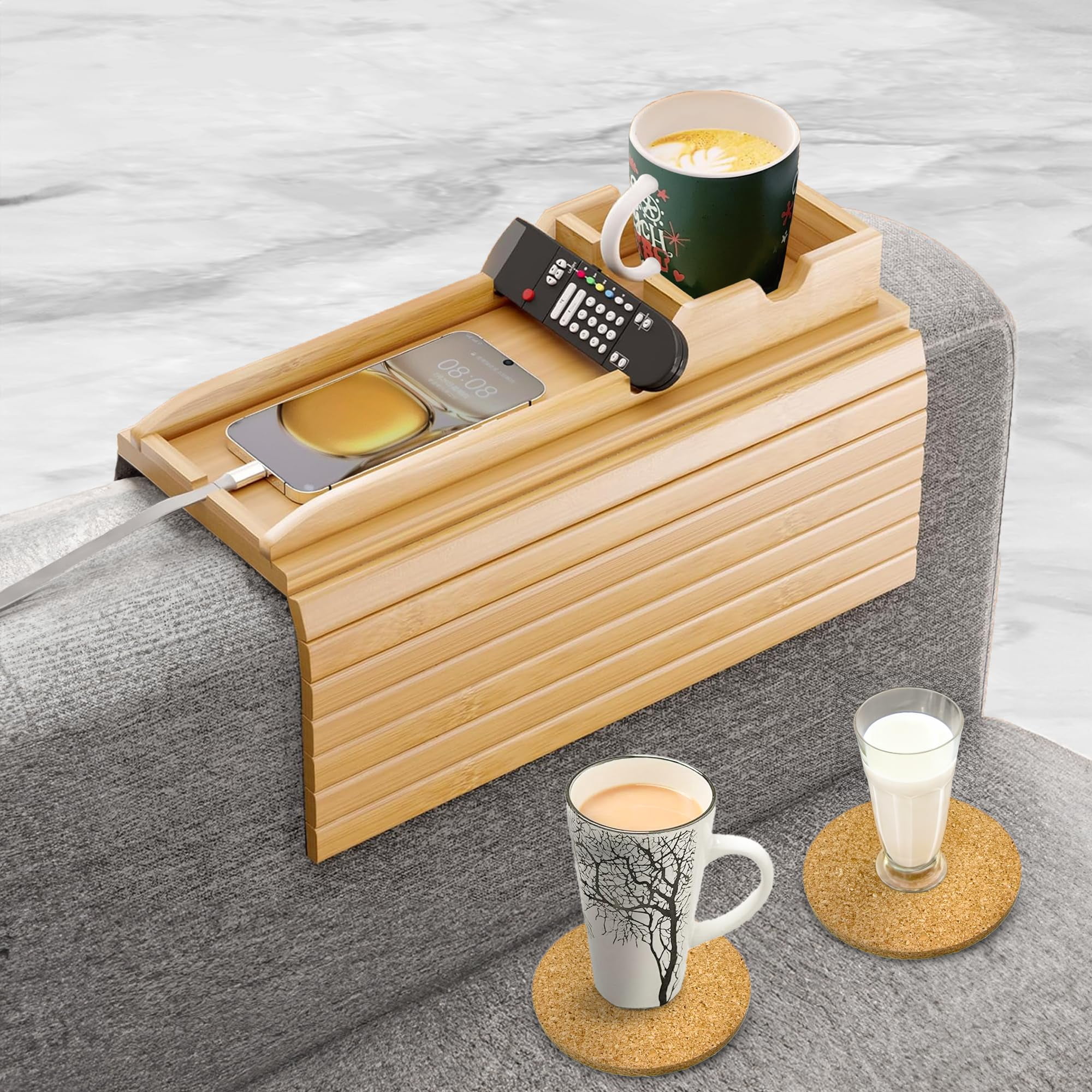 Bandeja Portavasos Aurorasynth Bamboo Con 2 Posavasos