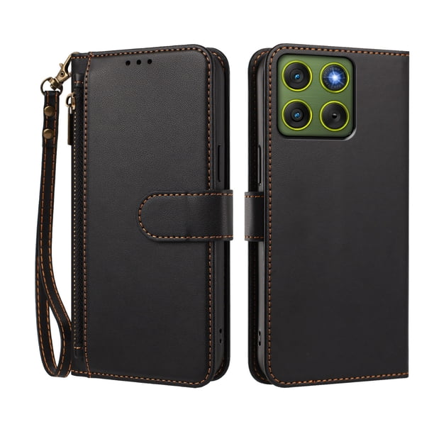 Funda Tipo Billetera para Motorola Moto Edge 70 5G con Soporte y Bolsillo con Cierre Negro