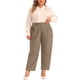 thumbnail image 2 of Agnes Orinda Pantalones Casuales de Negocios Rectos de Talla Grande para Mujer con Bolsillo 5X Marrón, de Talla Grande, para Escuela, Universidad, Trabajo, Oficina, de Cintura Alta y Plisados, 2 of 5