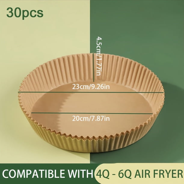 30pcs/50pcs/100pcs, Food Grade Air Fryer Paper Liners, Oil Absorbing Air Fryer Disposable Paper Liner For Microwave, Round Air Fryer Basket Liners, Baking Supplies