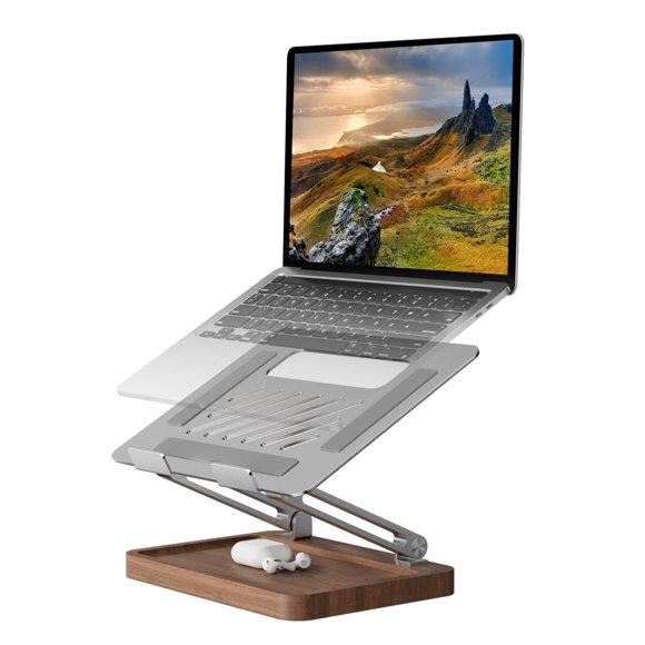 Soporte para portátil Muso Wood 17,3" Base de almacenamiento de nogal