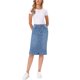 thumbnail image 2 of INSPIRE CHIC Falda de Mezclilla para Mujeres Regreso a Clases Cintura Alta Abertura Bolsillos Traseros Falda Lápiz a la Rodilla L Azul Cielo, 2 of 6