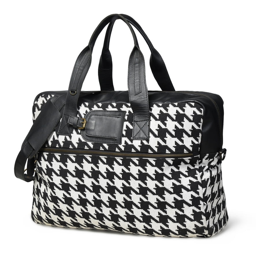 Cartera De Viaje Sharo Jacquard Blanco Y Negro
