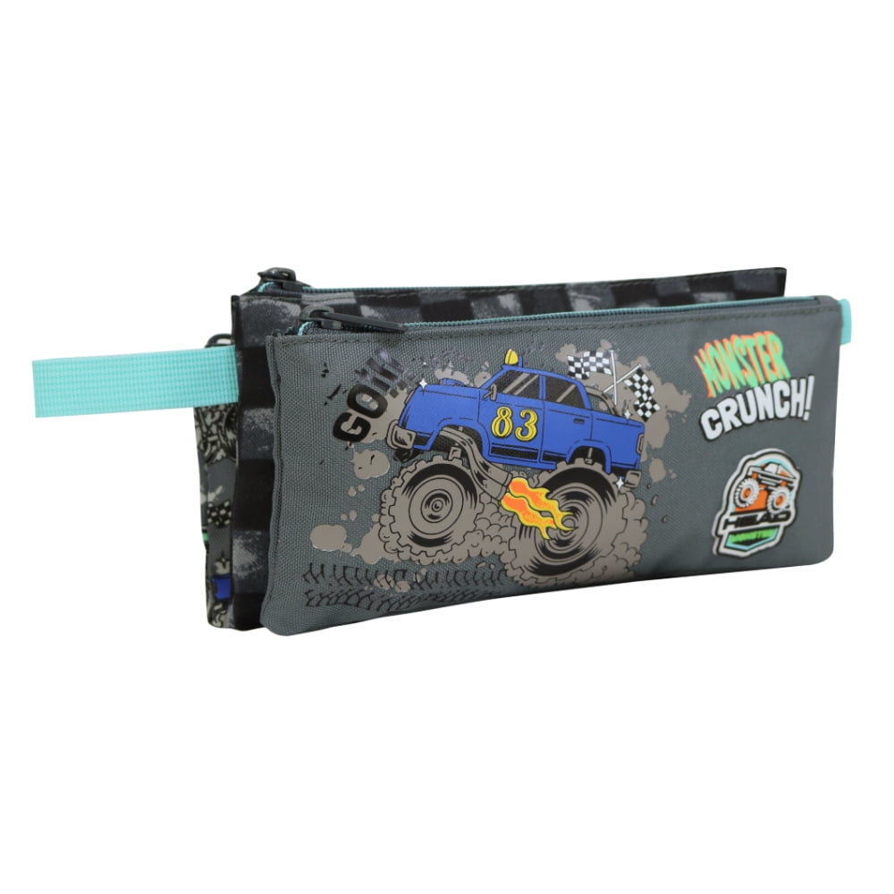 Estuche Infantil Triple Celerio Monster Truck Gris Head