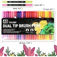 Partyglobos - Plumones Pincel Brush 48 Colores Marcadores Punta Pincel