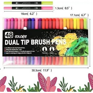 Partyglobos - Plumones Pincel Brush 48 Colores Marcadores Punta Pincel