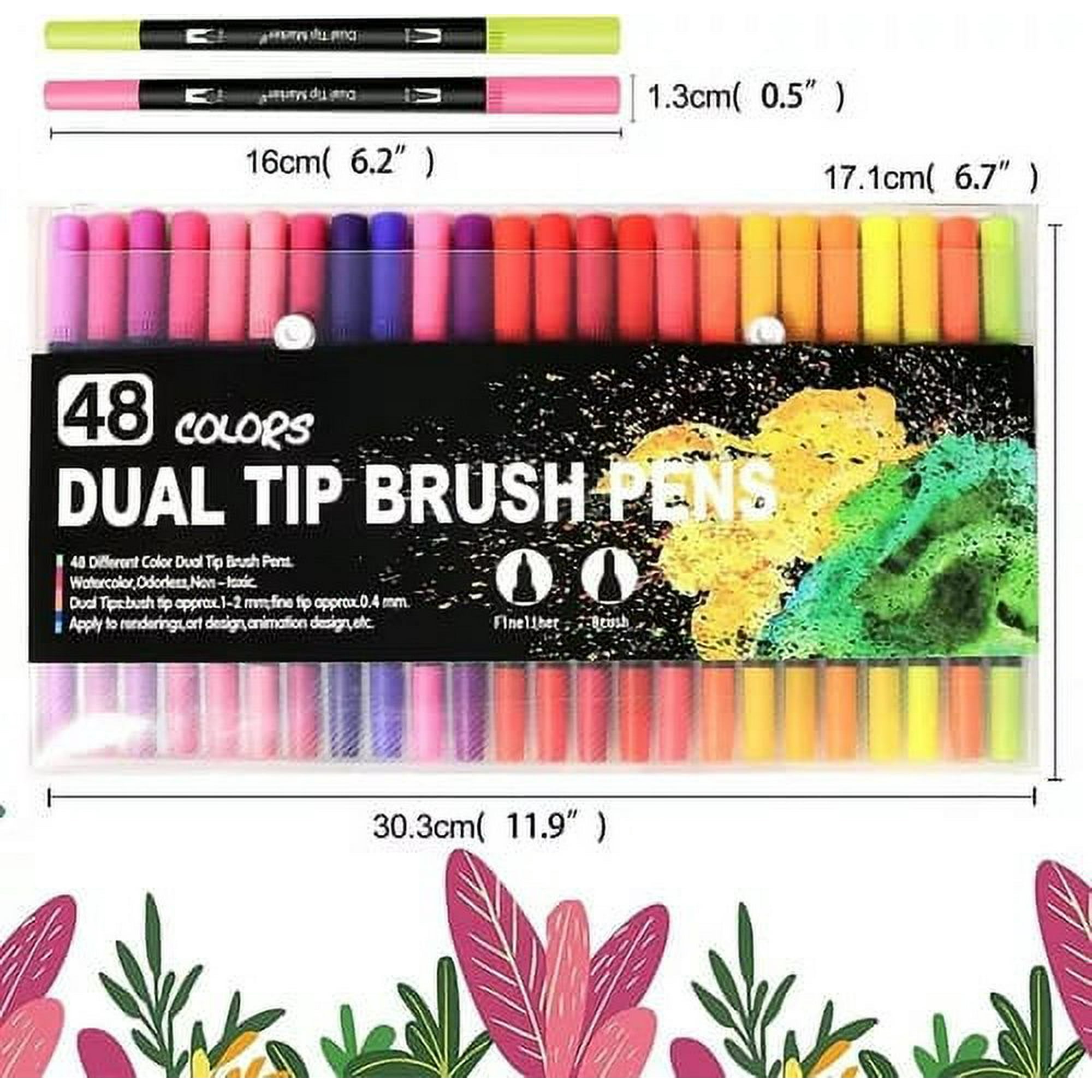 Partyglobos - Plumones Pincel Brush 48 Colores Marcadores Punta Pincel