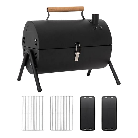 Parrilla de carbón para barbacoa, parrilla portátil para acampar, parrilla de red, parrilla de horno para mochilero al aire libre, jardín, Patio, Picn , Sin bandeja para Negro