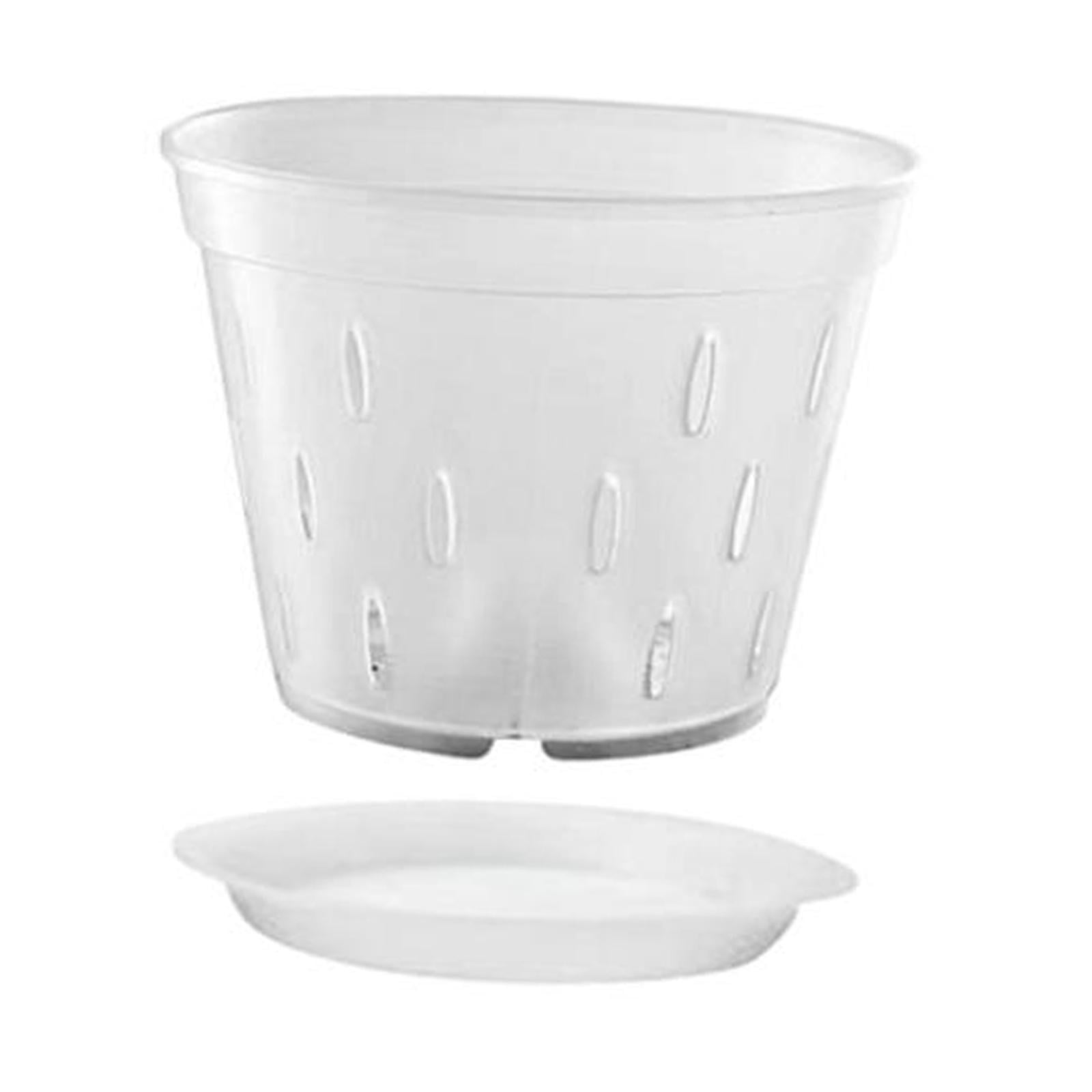 Magideal - Maceta Para Orquídeas/macetas Para Jardineras De Orquídeas/con Agujeros/macetas Para Orquídeas Ranuradas/macetas Transparentes Para Plantas De Pp Para 5 Pulgadas Con Platillo
