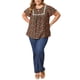 thumbnail image 2 of GRACE & GRANDEUR Blusa de Talla Grande para Mujeres con Estampado Floral de Pascua, Pliegues en el Frente, Cuello con Lazo, Mangas con Volantes, Blusas de Verano para Vacaciones 1X Negro, 2 of 6