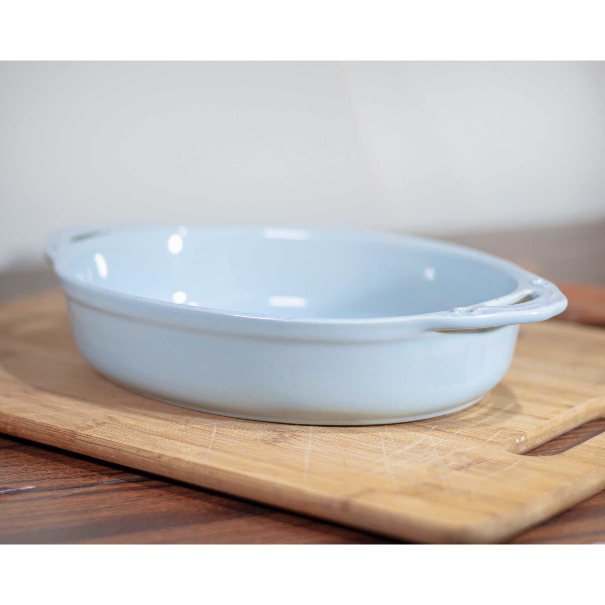 Genérico - Fuente De Cerámica P/horno Tipo Gres - Oval 28x21 -celeste